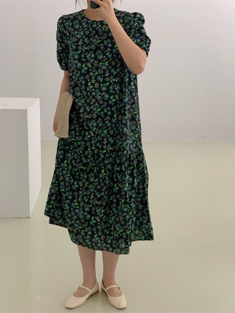 夏季新款热带雨林碎花连衣裙，女装连衣裙，tōkō-sen