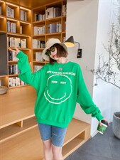 初夏新款NiceDay发泡笑脸圆领卫衣，女装卫衣/绒衫，Dalnim