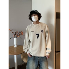 脏染运动球服卫衣男插肩长袖t恤工装休闲棒球上衣潮WY51P47，男装T恤，星座1013-5