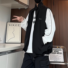 MJ156/P55秋装满天星马甲两面穿男宽松情侣百搭两面服背心外套，男装背心/马甲，电商基地A050