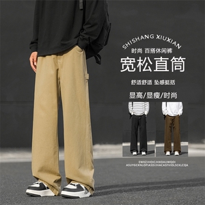 休闲长裤男夏季薄款美式设计感直筒宽松阔腿裤子K687特批4588图片