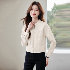 2025早春秋季新款小个子外套皮夹克女装短款衣服时尚休闲上衣开衫，女装皮衣，美拉德工厂直营店