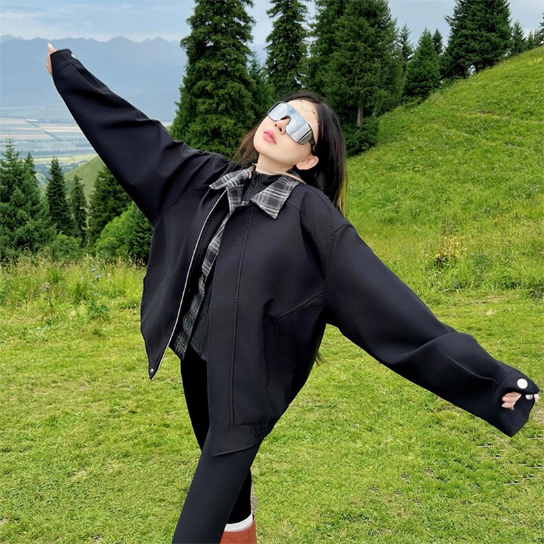AF195/P128控168秋季新款夹克松弛复古假两件夹克男女可穿图首图片