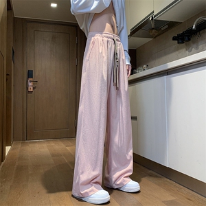 8XL-M特大码秋季新款垂感休闲裤男宽松直筒裤男裤拖地裤K941P40图片