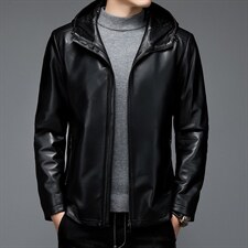 AL913男式2023秋冬新款连帽头层绵羊皮衣男夹克P780,男装皮衣,电商B360