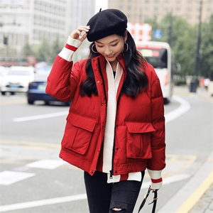 时尚保暖女士羽绒服 冬季新款休闲百搭可拆卸围脖设计 显瘦修身短款外套图片