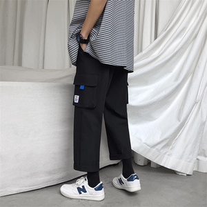 加绒潮流宽松2021港风九分裤男运动休闲工装裤 5106-P30加绒批35图片