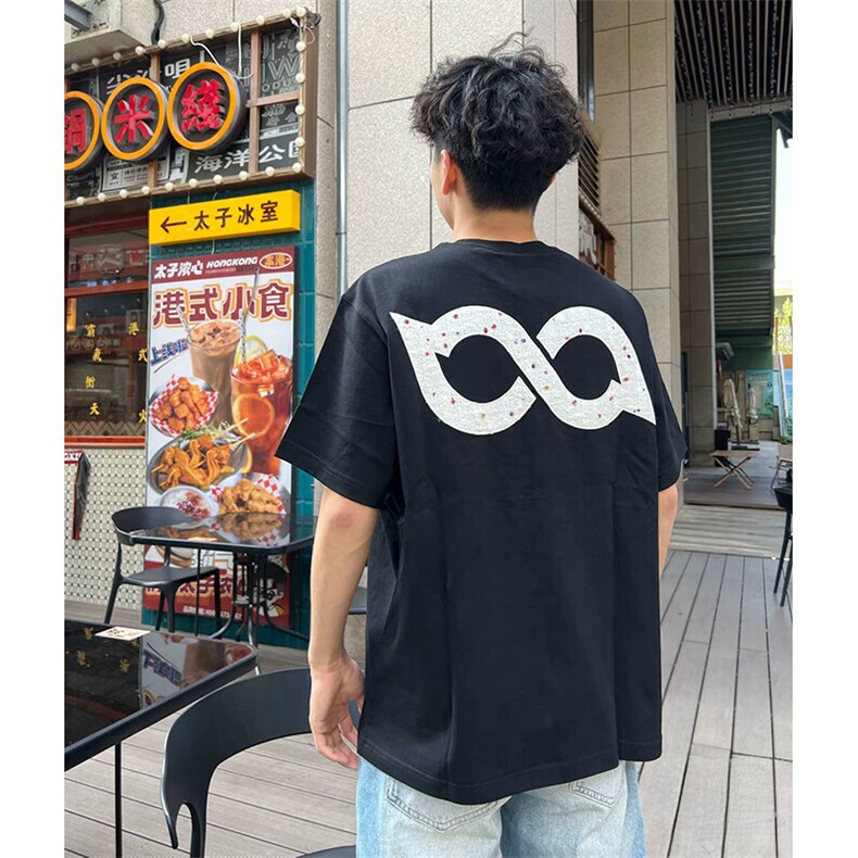 万针全刺绣工艺抖音得物高品质260克重磅纯棉双纱美式高街短袖T恤,男装T恤,电商A486