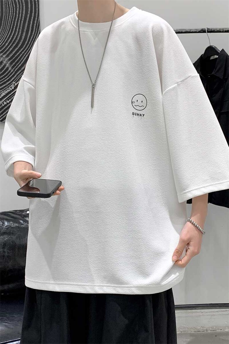 Q11072-P30春夏季七分袖t恤男大码五分袖男短袖中袖大皂风,男装T恤,电商A040