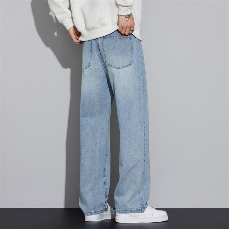 宽松直筒牛仔裤男士2025秋冬季美式复古长裤子J8075-P45/加绒P55,男装牛仔裤,星座509