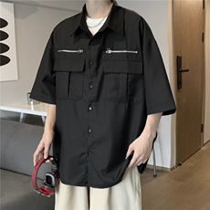 衬衫男韩版潮流短袖高街帅2026夏季新款ins宽松百搭外套CY227-P40，男装T恤，星座412