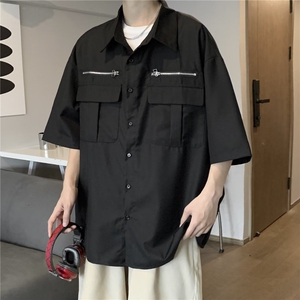 衬衫男韩版潮流短袖高街帅2026夏季新款ins宽松百搭外套CY227-P40图片
