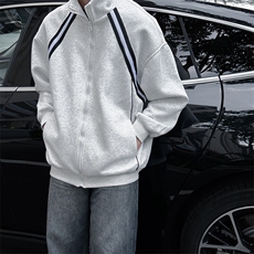 抖音得物高品质二开25秋冬美式重磅结构织带撞色立领卫衣外套W70，男装卫衣，电商A486-1