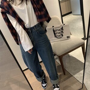 三色直筒牛仔裤图片