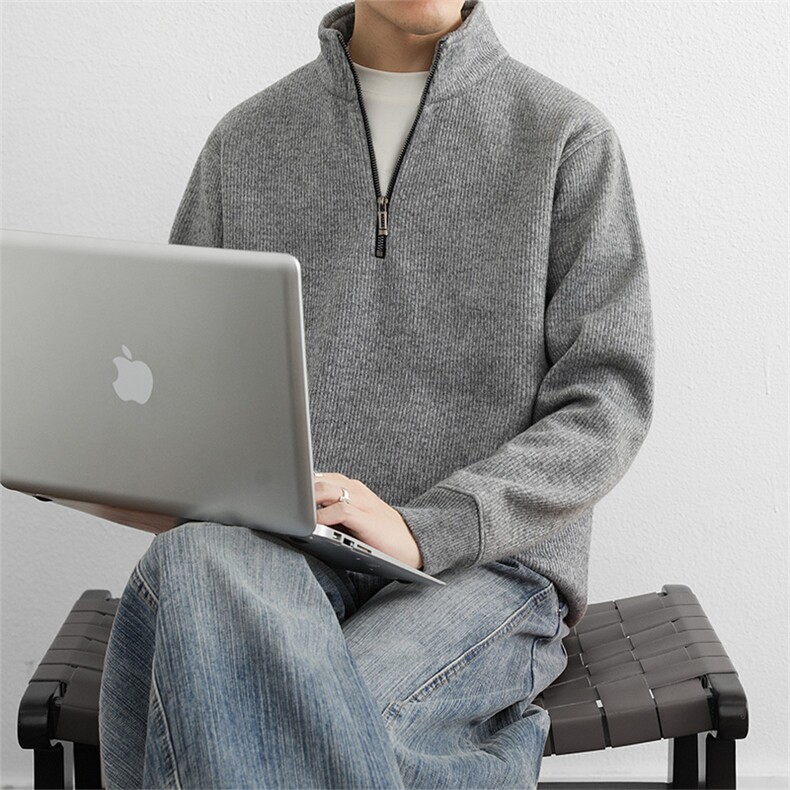 青年时尚休闲百搭2025男拉链立领套头卫衣加绒加厚保暖上衣,男装棉衣,星座914