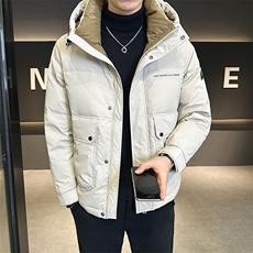 羽绒服男2025新款冬季外套短款保暖连帽外套A313-6313-P215，男装羽绒服，电商A313
