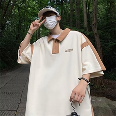 日系衬衫男夏季美式复古短袖polo衫潮流高街潮牌七分袖AP16-P35，男装衬衫，星座1109-3
