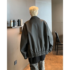 美拉德棕色皮衣外套男美式复古炸街设计感拉链宽松机车痞帅皮夹克，男装夹克，星座410-6（原星座1304-1）