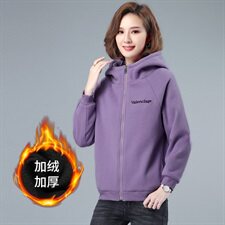 拉链卫衣外套女长袖2024春秋季新款韩版宽松妈妈短款薄款连帽开衫，女装卫衣/绒衫，3200格调