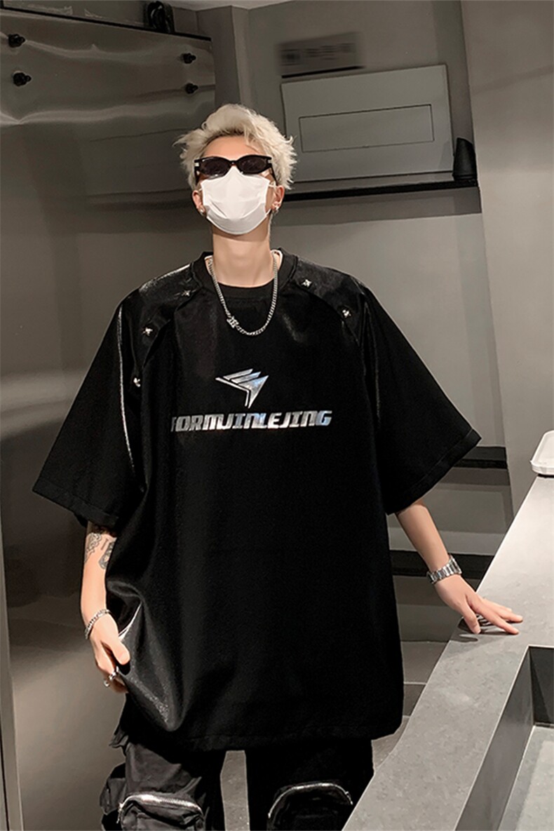 解构金属短袖T恤夏季小众设计感圆领半袖体恤XZ514-2-202474-P58,男装T恤,星座514-2(原B239)