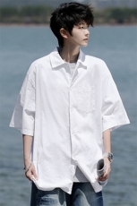 8XL-M亚麻短袖衬衫男夏薄款宽松休闲百搭大码半袖衬衣DC28002P50，男装衬衫，电商B312