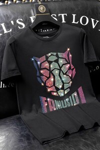 夏季套头短袖燙钻潮休闲圆领T恤亮片大码简欧QT4066-1-A1006-P50，男装T恤，电商A227B（原钱塘4066-1）