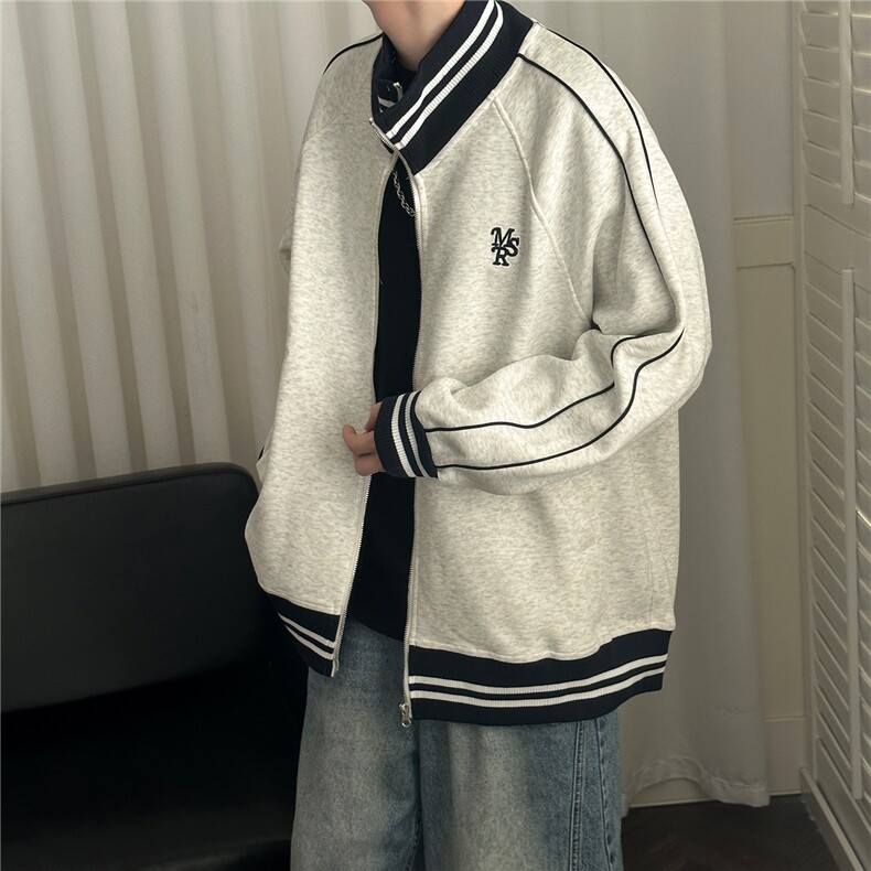 2026春现货立领卫衣外套男士宽松休闲绣花上衣A351-AW2529-P95,女装短外套,电商A351