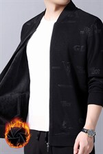 LB98858男式2023秋冬新款长袖加绒毛衣开衫青年休闲外套P85，男装针织衫/毛衣，电商B360