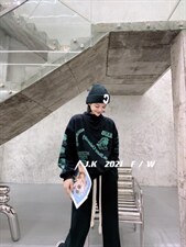 2021冬款加绒假两件卫衣，女装卫衣/绒衫，简蔻