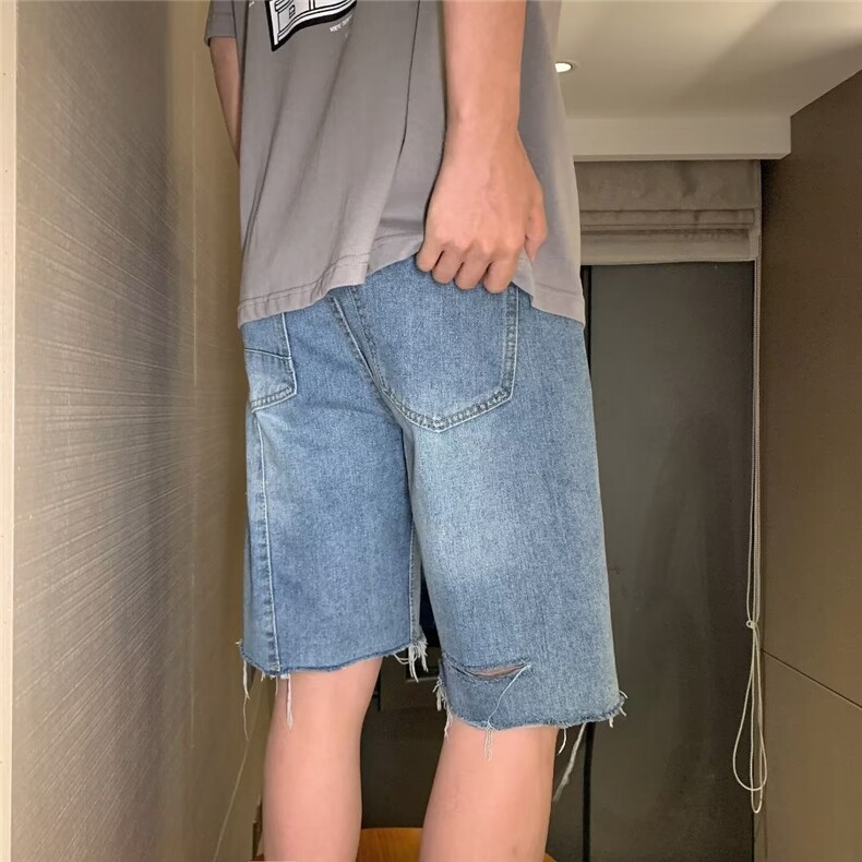 美式牛仔裤男春秋新款休闲直筒短裤DM906P35,男装牛仔裤,星座1116-2