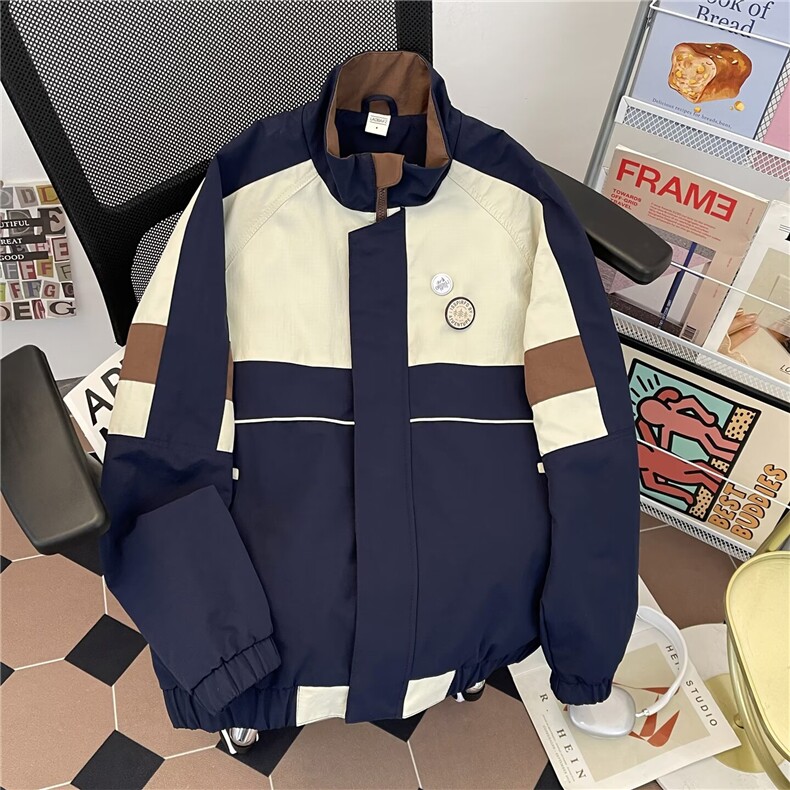 美式潮牌工装棒球夹克男女春秋街头宽松休闲百搭外套W6861-P78,男装夹克,星座412-3