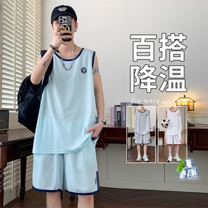 TZ137-P55  大码M-8XL 冰丝学生运动套装篮球服背套装图片