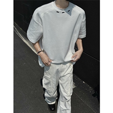 EQ437240克手工钢标夏季短袖T恤高级感男宽松简约设计款潮流宽松，男装T恤，电商C306-1