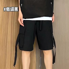 胖子日系休闲短裤男宽松设计感松紧腰运动直筒五分裤子k68-TP25，男装休闲裤，电商A089-1