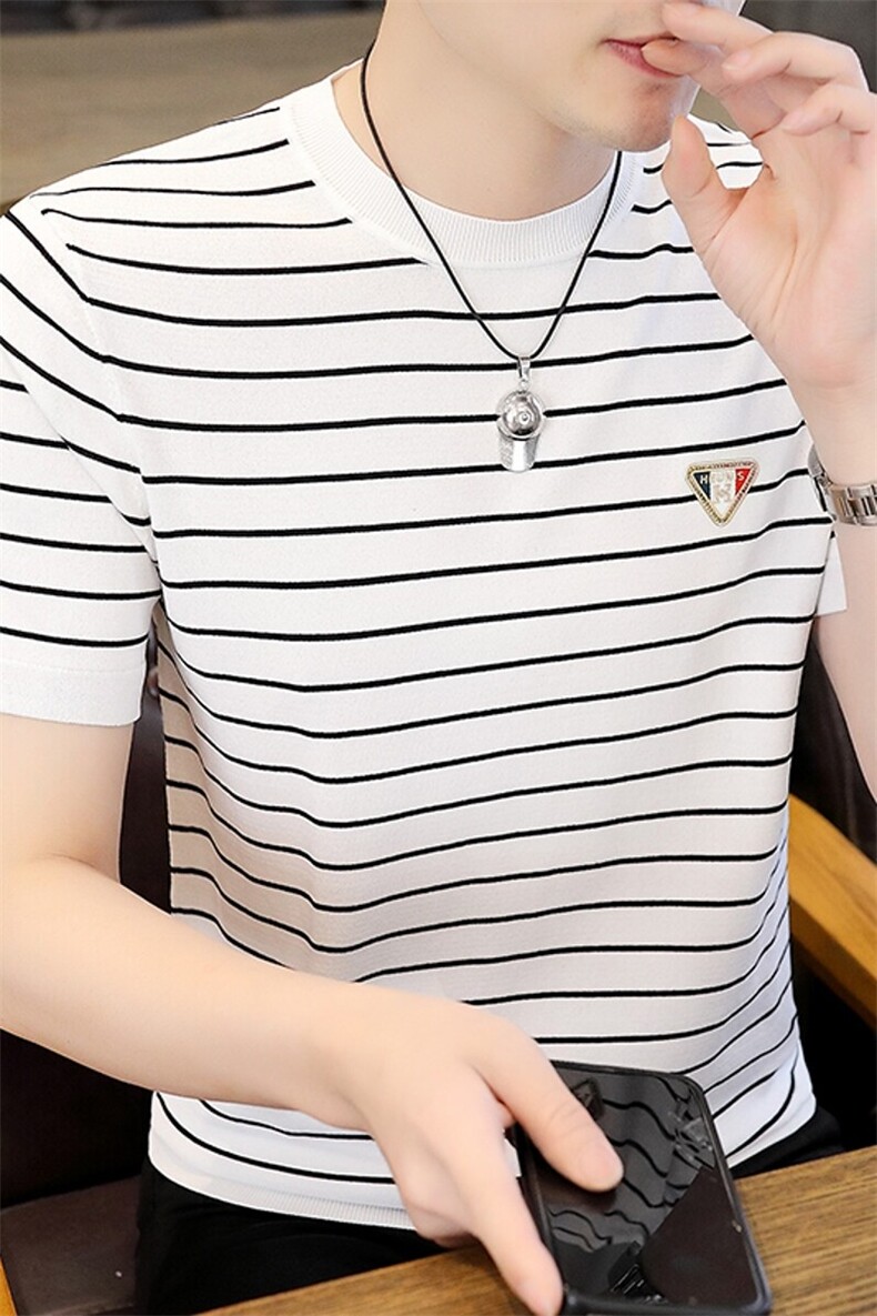 7943-P50夏季休闲时尚短袖毛衣男打底衫欧货T恤潮牌针织衫,男装T恤,电商D310B-1
