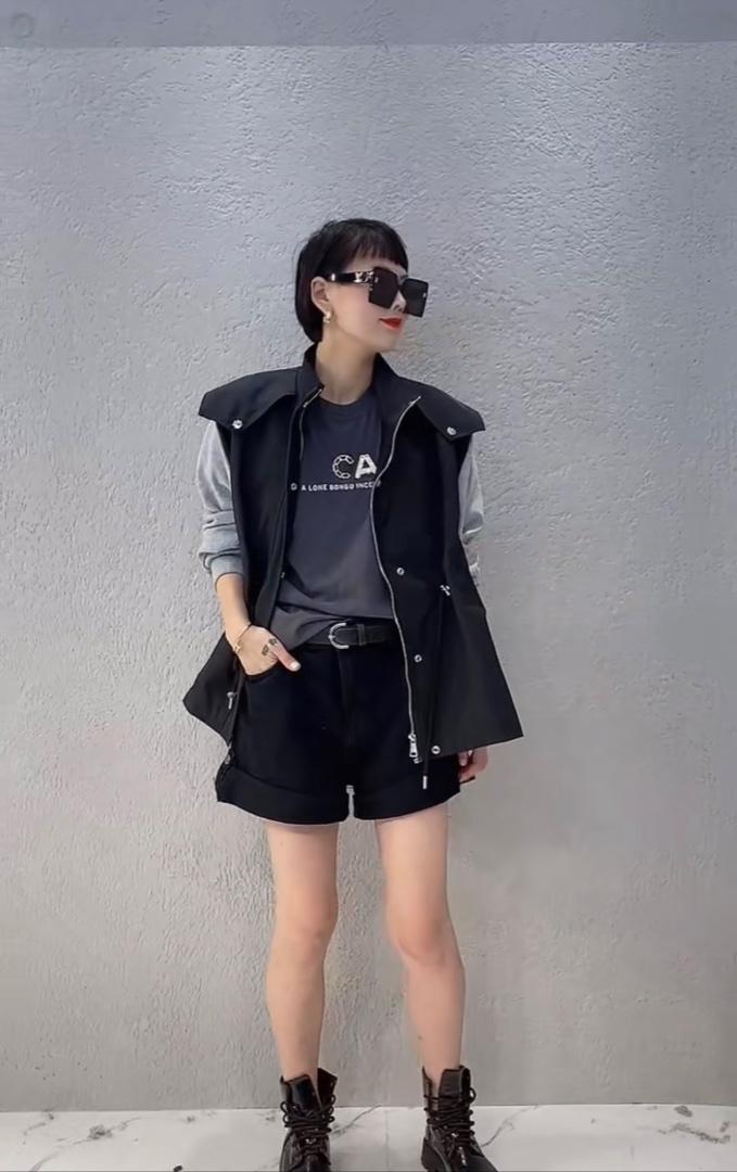 2022年春季新款洋气欧美范拼色小心机风衣外套,女装风衣,L·H·X