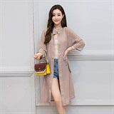 防晒衣2021年夏季长款七分袖时尚排扣纯色韩版百搭潮流，女装防晒衣，涵亦佰惠