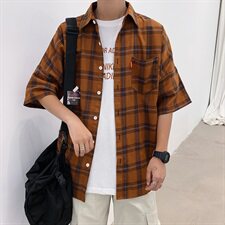 2019时尚新款休闲大码格子衬衫TX016-P35，男装衬衫，电商A128