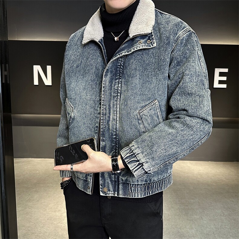 M-3XL9566-P175羊羔毛加绒加厚渐变色牛仔外套男,男装工装外套,电商B321-1