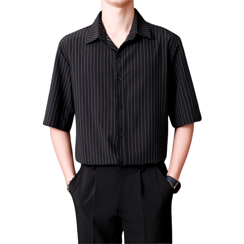 冰丝套装夏季九分西裤男宽松韩版休闲长裤短袖五分袖衬衫两件套潮,男装T恤,星座505-2（原电商A260-1)