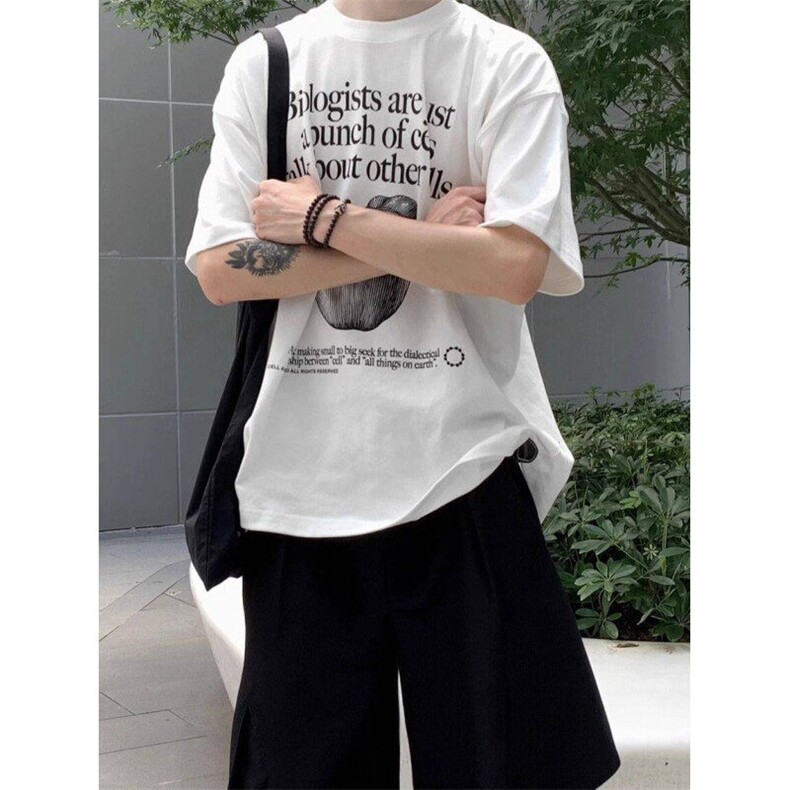Q306-P35高街艺术t恤短袖白色宽松夏季字母印花纯棉潮牌上衣服,男装T恤,星座911-1
