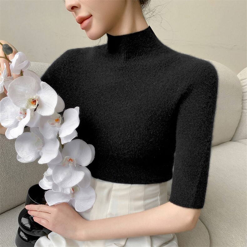 2024年秋冬季新款女时尚百搭显瘦修身长袖羊毛针织衫,女装羊毛衫,暖圣羊羊绒