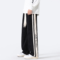 K8811P50光影墙秋季美式灯芯绒裤子休闲裤撞色拼接大码直筒，男装休闲裤，电商A026-1