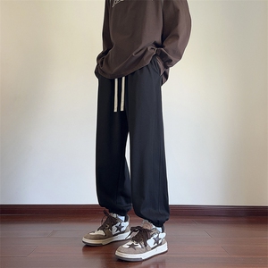 秋季现货宽松纯色束脚垂感二开休闲裤男DSA157B-K9796-P40图片