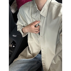 100%棉纯棉衬衫成衣水洗休闲衬衫男女宽松纯色衬衣GC27-P45，男装衬衫，星座301C-5
