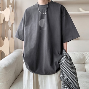 图案已注册夏季重磅ins韩版宽松短袖T恤男潮休闲半袖打底D048/P25图片