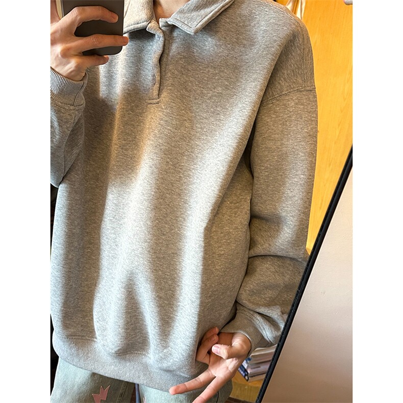 抖音得物高品质二开26春装美式高街结构设计POLO翻领卫衣外套W77,男装Polo衫,电商A486