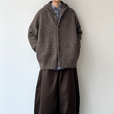 M38-P63毛衣男士秋冬季厚款针织外套大码宽松立领潮流帅气拉链，男装针织衫/毛衣，电商B323A