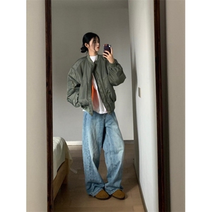 美式bomber飞行员夹克棉服男款冬季潮牌高级感外套cleanfit棒球服图片