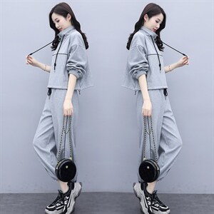 2021春秋装新款运动套装女洋气宽松韩版时尚炸街休闲两件套学院风图片